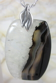 Black agate drusy (druzy) geode pendant