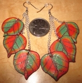 Fall leaf polymer clay cane earrings