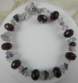 Fluorite and amethyst faceted quartz bracelet