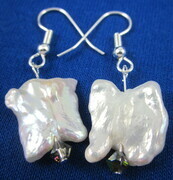 Freeform freshwater pearl earrings with vitrail Swarovski crystals