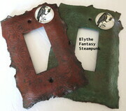 Green and brown faux leather with literary ravens