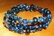 Blue lagoon pearl memory wire bracelet