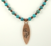 Copper kokopelli turquoise necklace