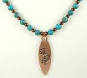 Copper kokopelli turquoise necklace