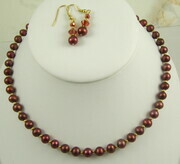 Pomegranate pearl necklace set