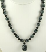 Snowflake obsidian black onyx necklace
