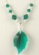 Emerald Swarovski crystal leaf pendant