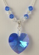 Sapphire Swarovski crystal heart