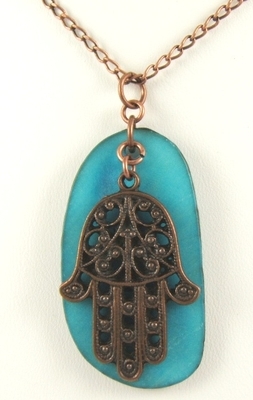 Turquoise copper hamsa