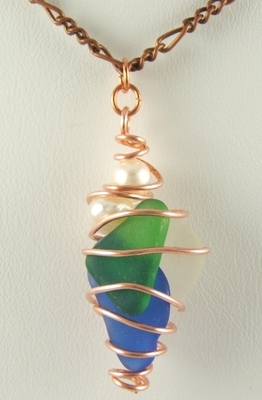 Seaglass pearl pendant