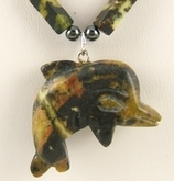 Yellow turquoise dolphin pendant