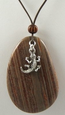 Surreal jasper lizard pendant