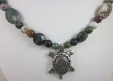 Pewter sea turtle ocean jasper honu necklace