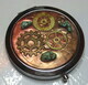 Steampunk purse mirror with genuine turquoise chips