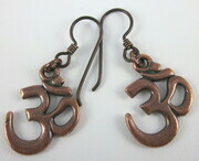 Tierracast pewter copper-plated Om earrings with hypo-allergenic ear wires