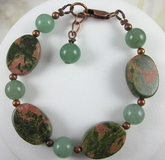 Unakite aventurine copper bracelet